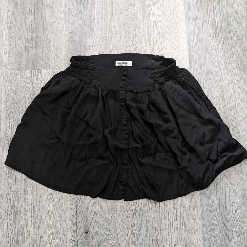 Garage Black Button Front Skater Mini Skirt Medium Goth Coquette
